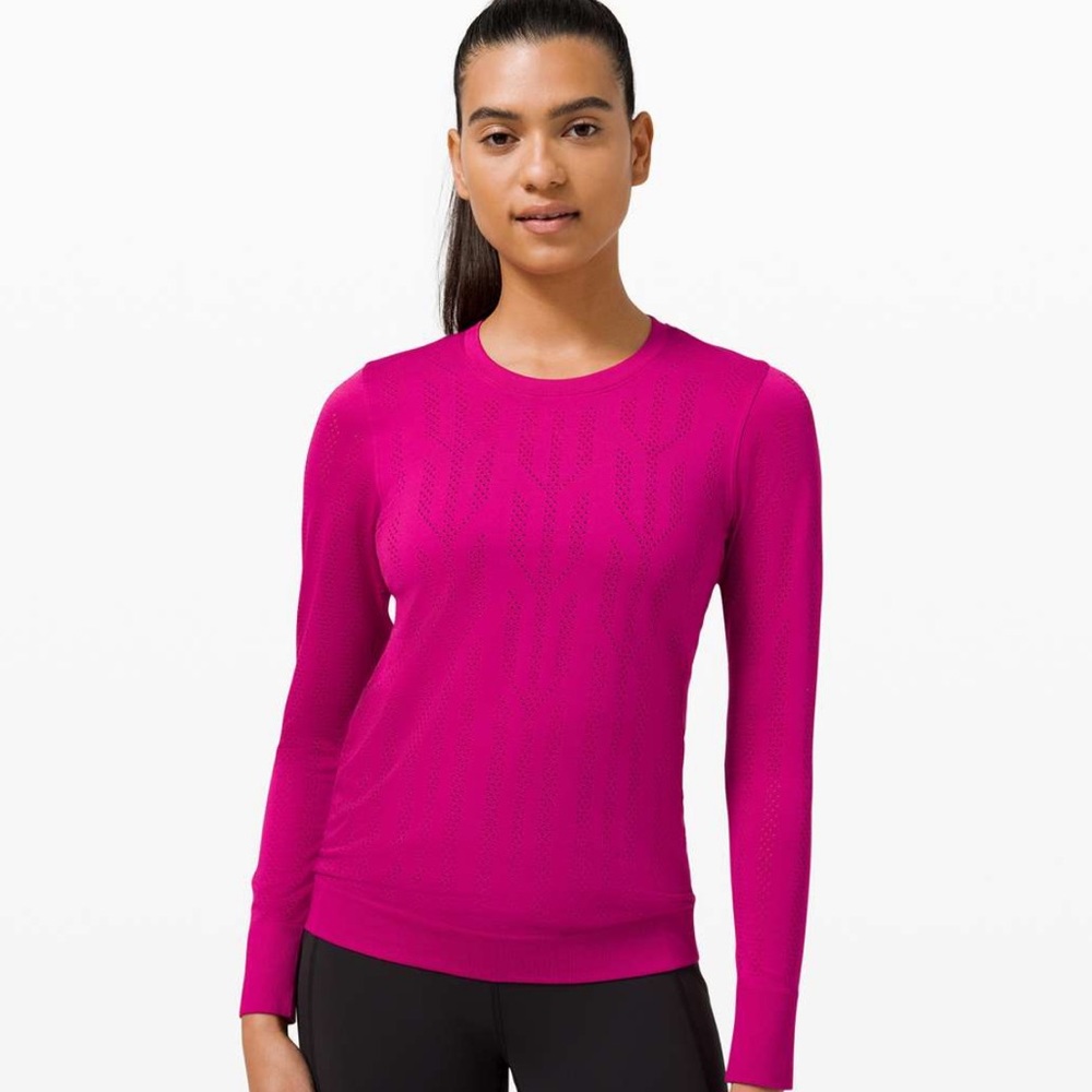 Lululemon Swiftly Breathe long sleeve *fetching lines size 6